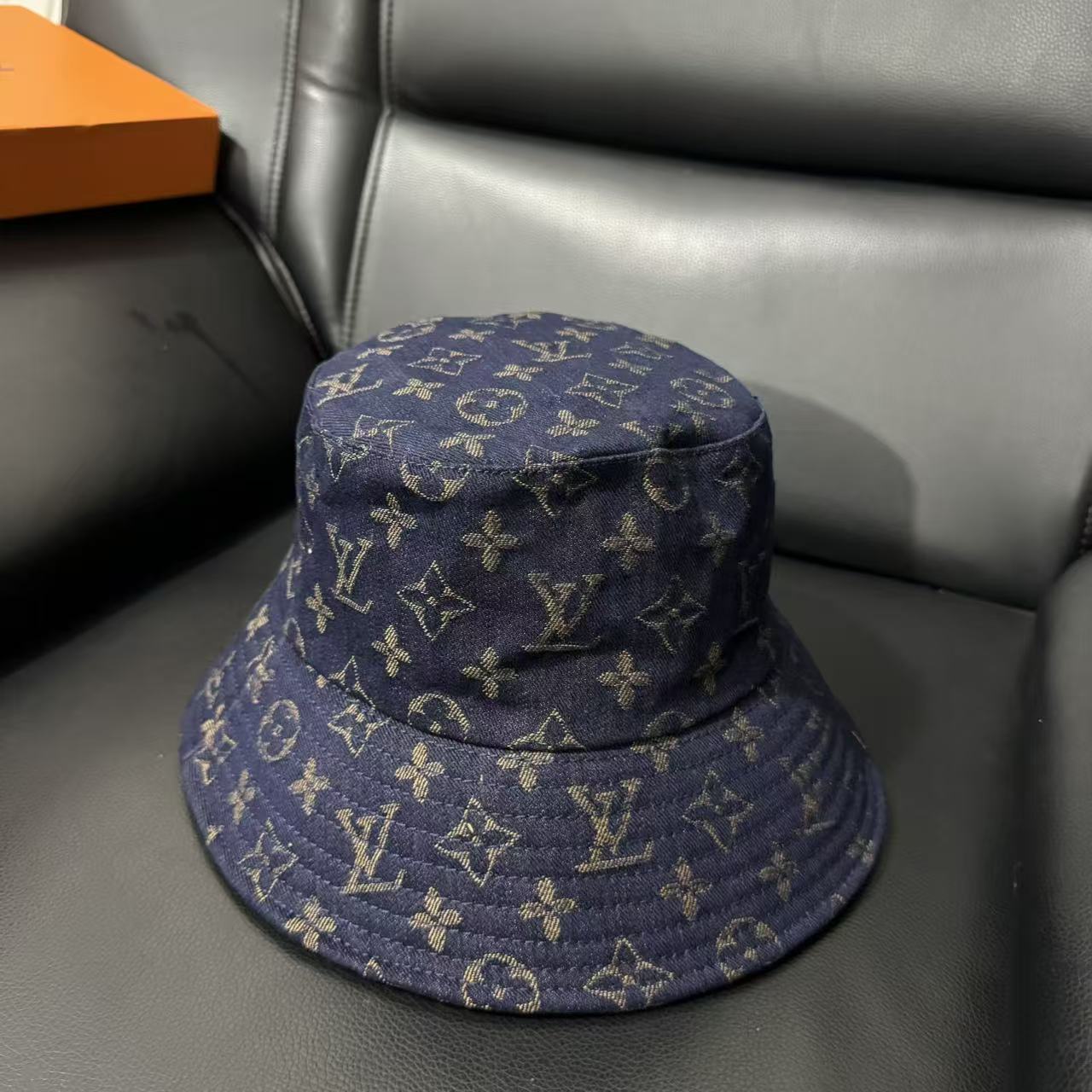 LV inspired indigo Blue Denim Bucket hat