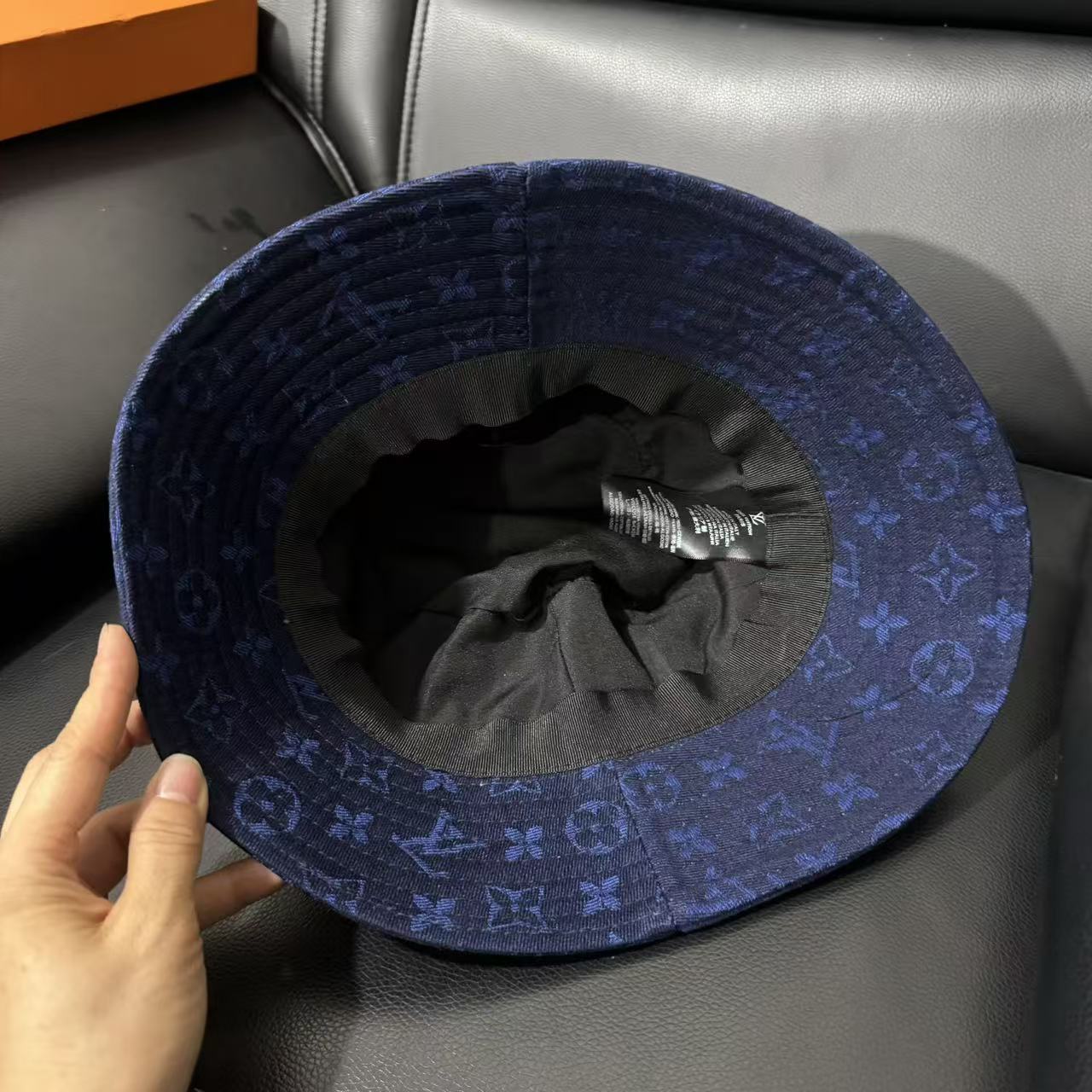 LV inspired indigo Blue Denim Bucket hat