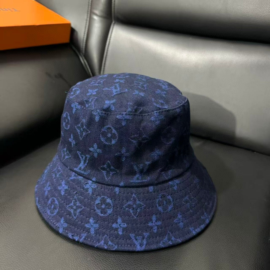 LV inspired indigo Blue Denim Bucket hat