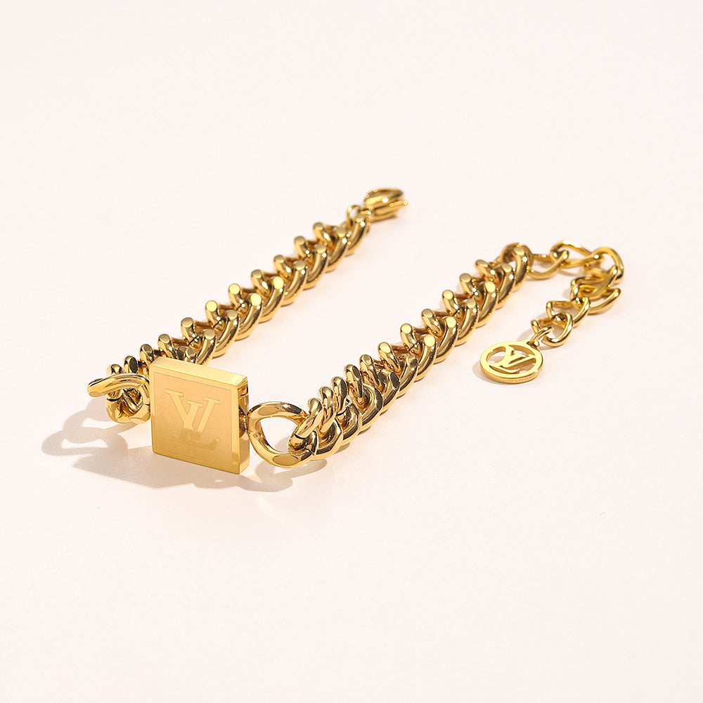 LV inspired Double Sided Cuban Bracelet