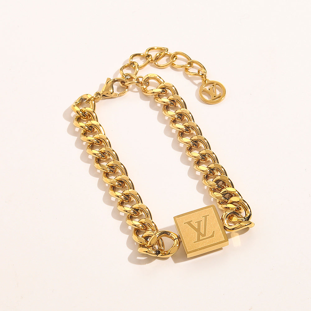 LV inspired Double Sided Cuban Bracelet