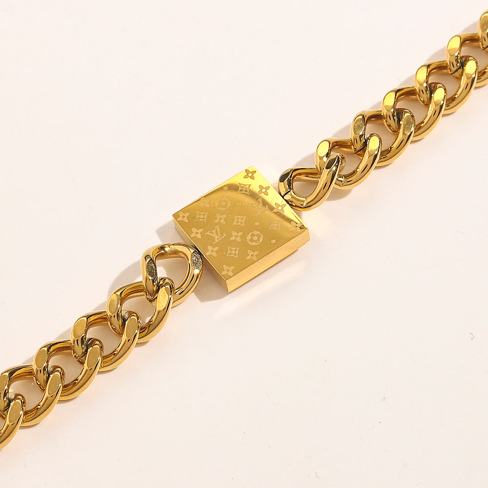 LV inspired Double Sided Cuban Bracelet