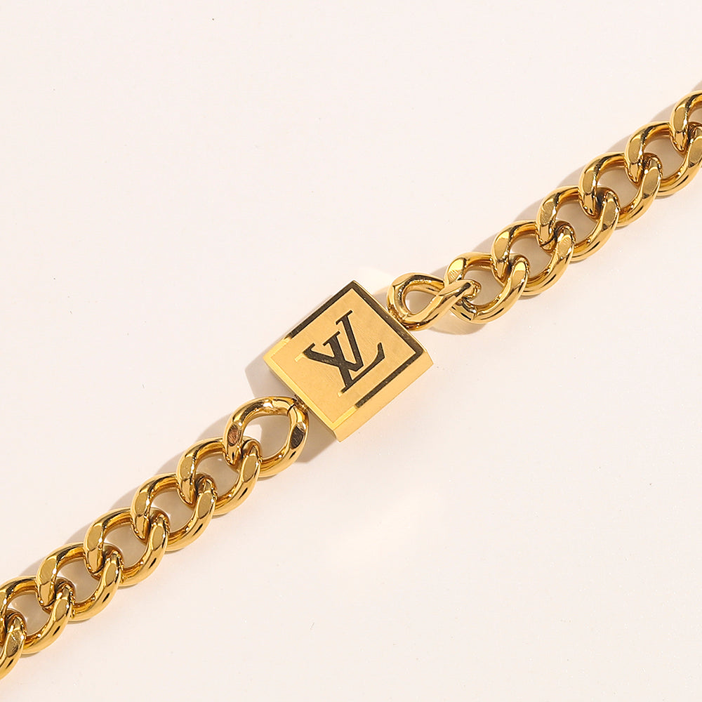 LV inspired Double Sided Cuban Bracelet