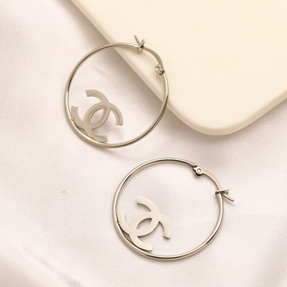 Chanel inspired Hoop Earrings