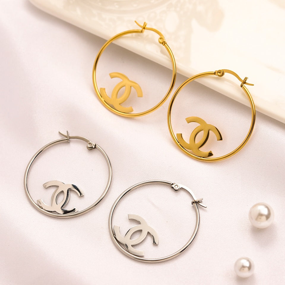 Chanel inspired Hoop Earrings