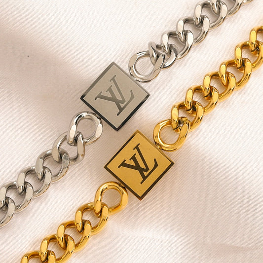 LV inspired Double Sided Cuban Bracelet