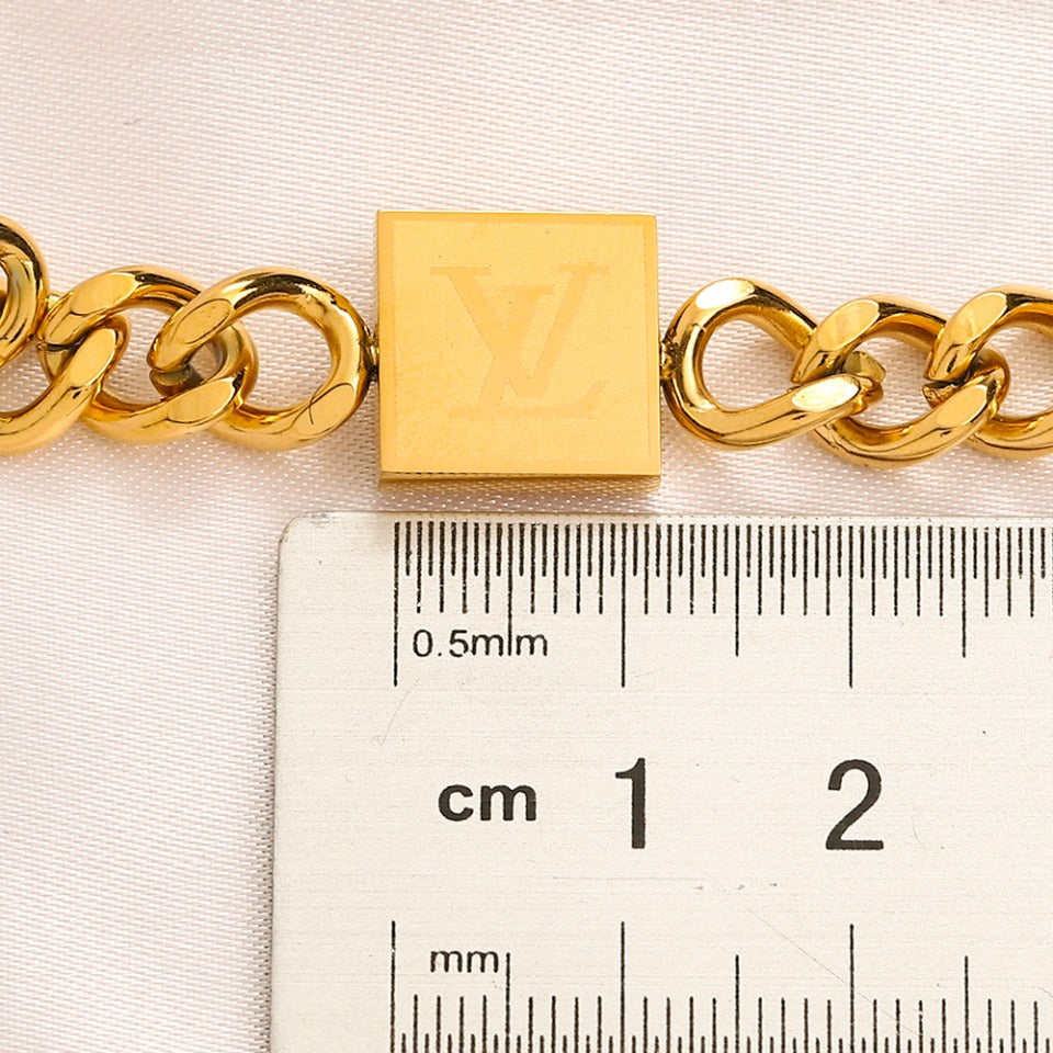 LV inspired Double Sided Cuban Bracelet