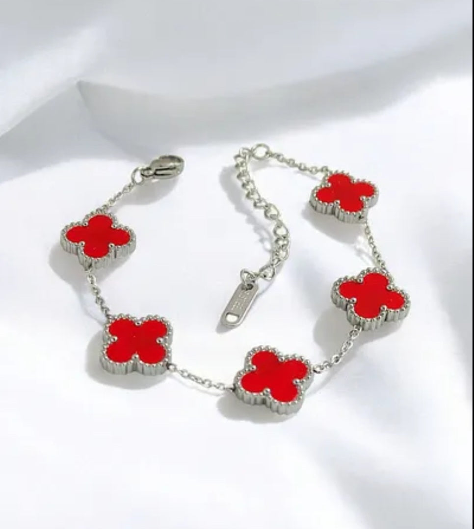 Van Cleef inspired 13mmSilver 4 leaf Clover Bracelet Collection