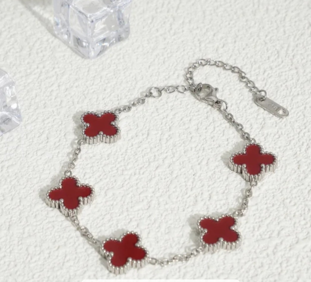 Van Cleef inspired 13mmSilver 4 leaf Clover Bracelet Collection