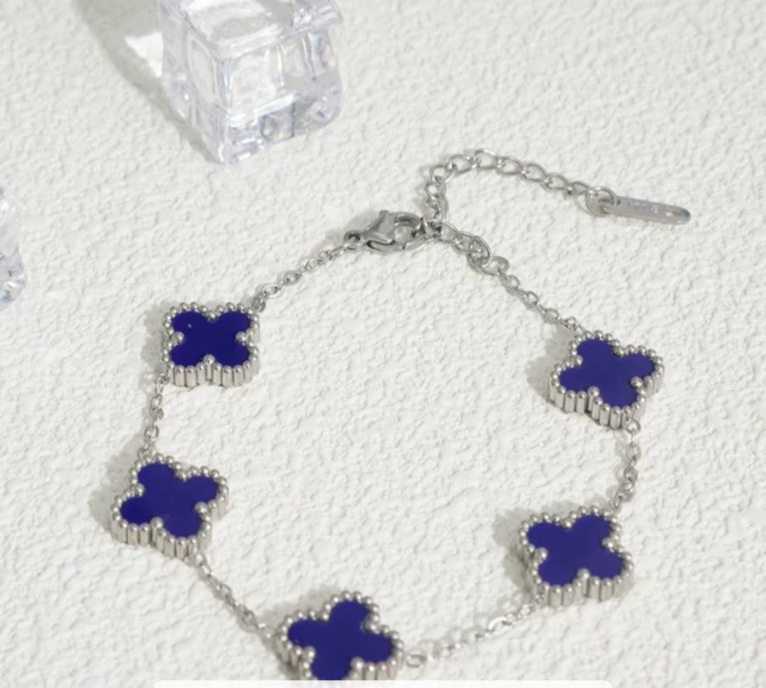 Van Cleef inspired 13mmSilver 4 leaf Clover Bracelet Collection