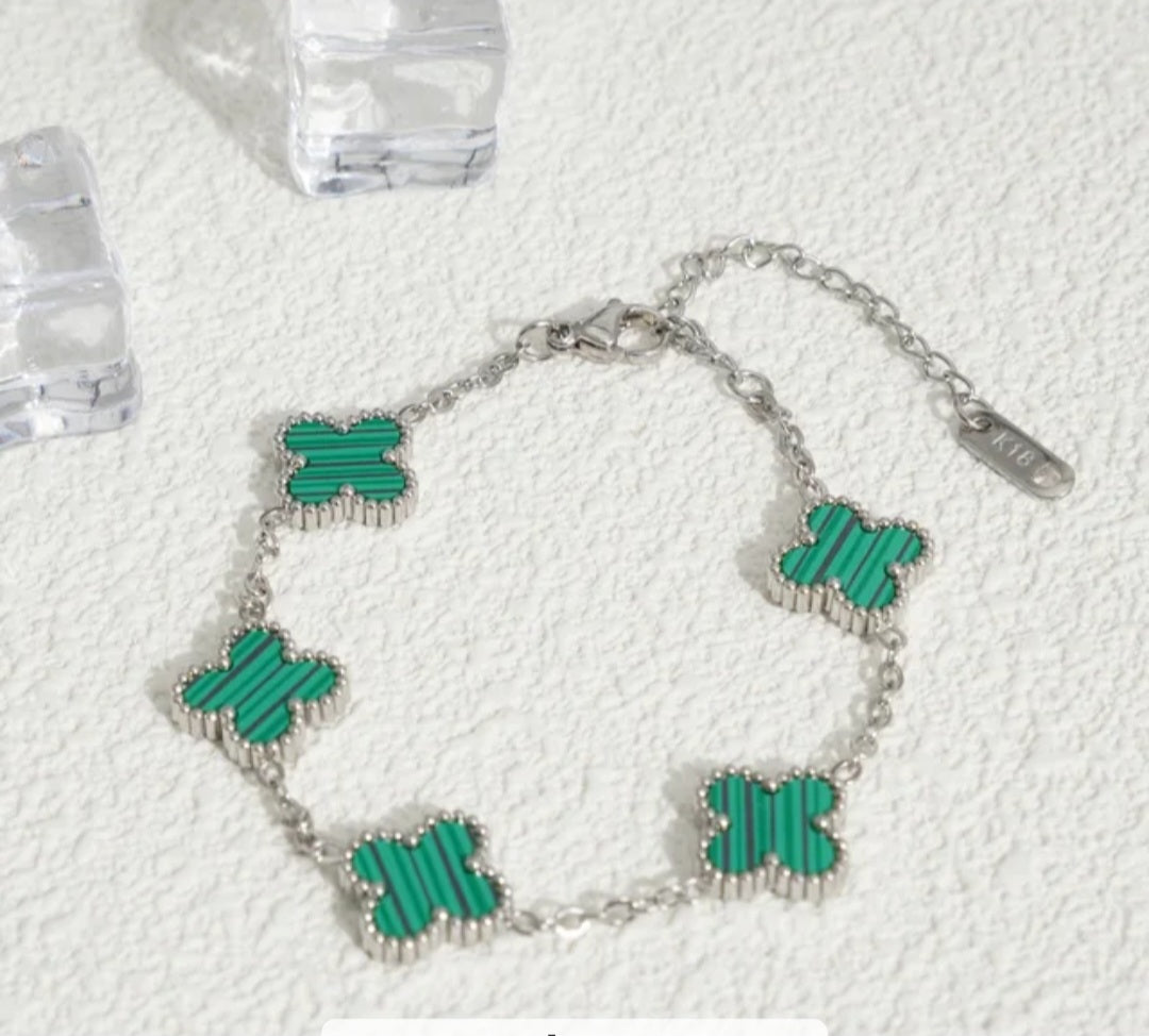 Van Cleef inspired 13mmSilver 4 leaf Clover Bracelet Collection