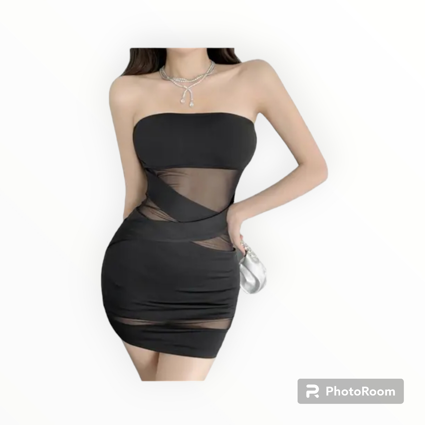 Women cross strap mesh dress