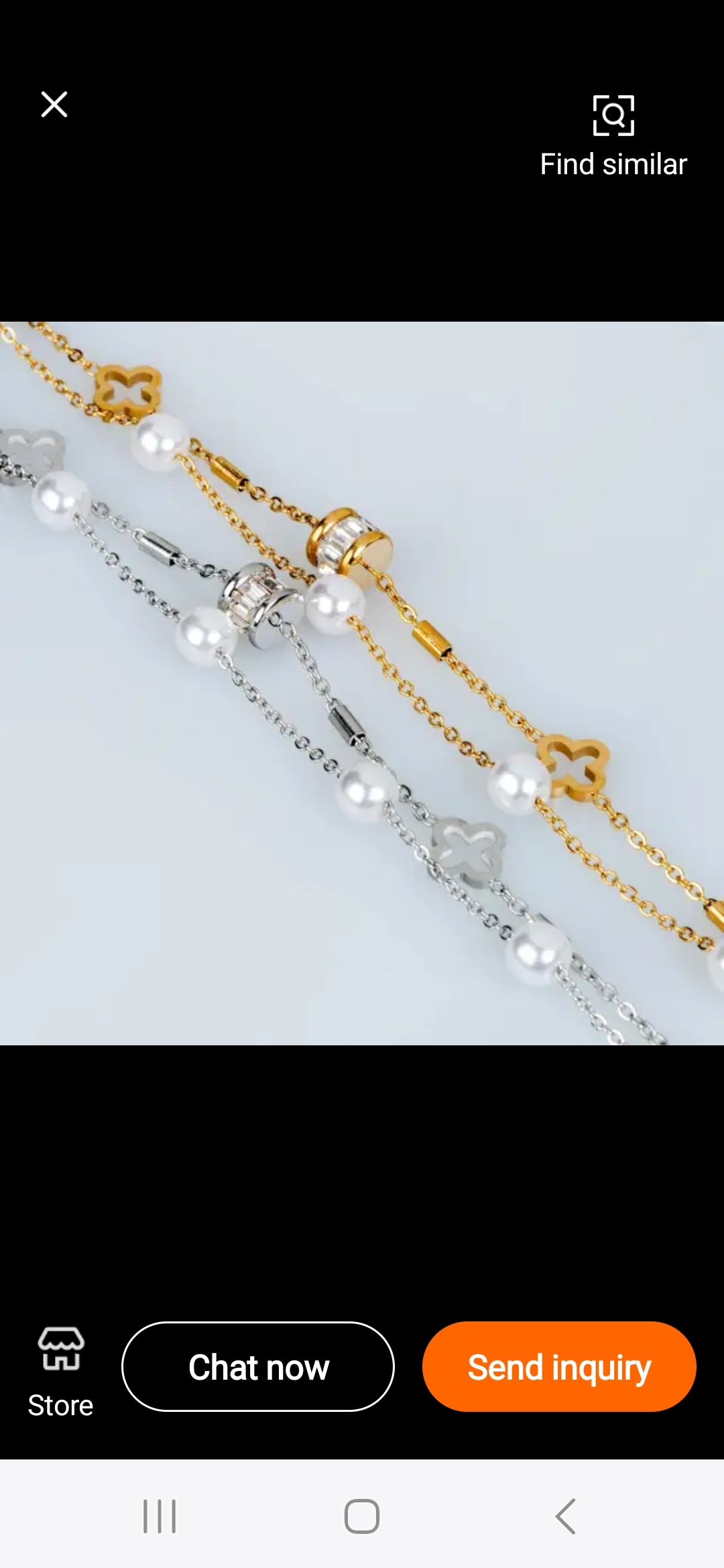 Double chain pearl 4 leaf clover bracelet