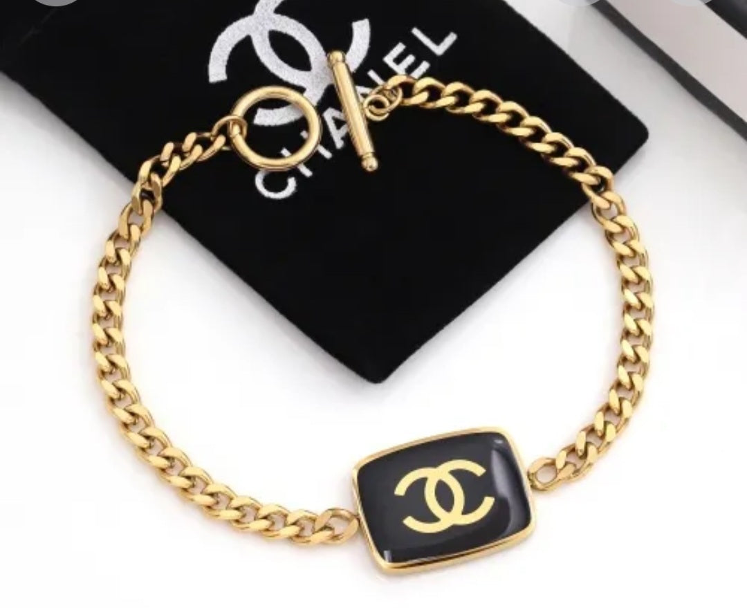 Chanel inspired cuban bracelet