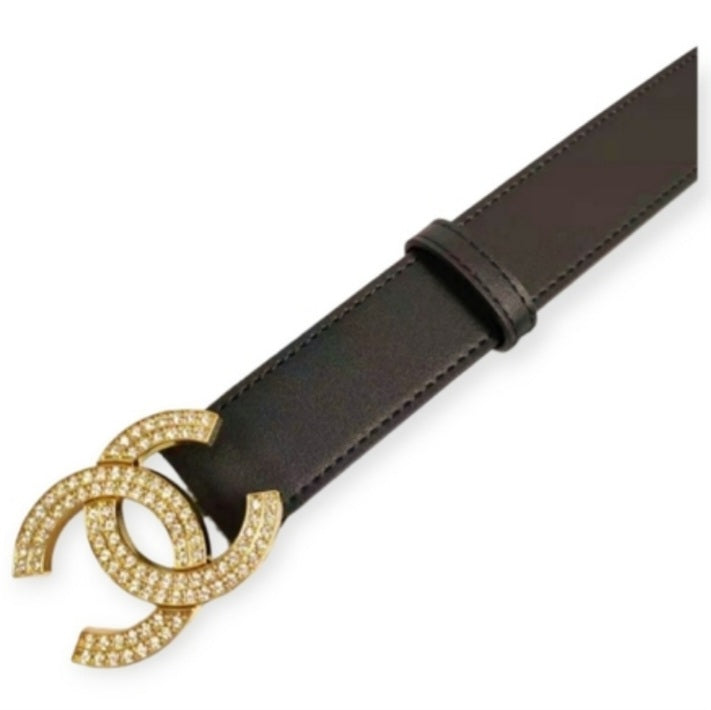CC Inspired Rhinestones Leather Belt