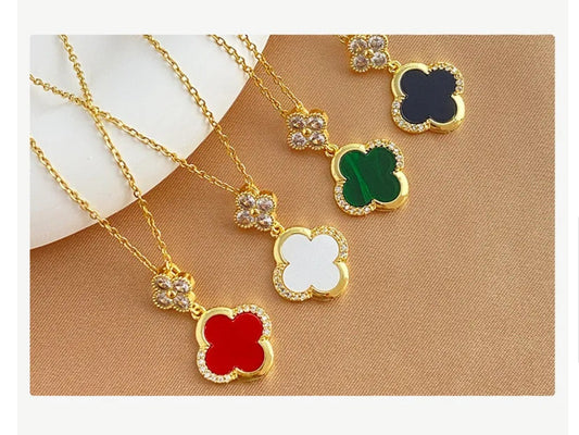 Van Cleef Designer Inspired  Zirconia Leaf Clover Necklaces