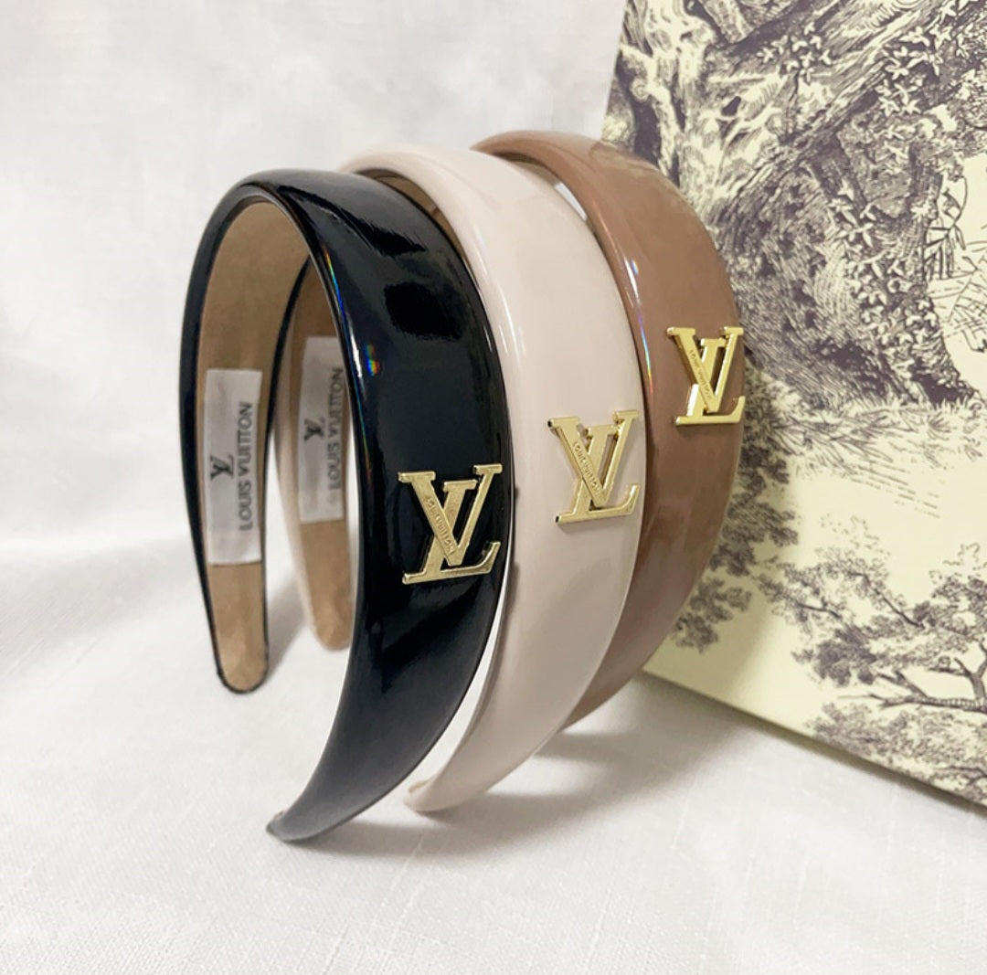 LV Designer inspired Patent Leather Headband
