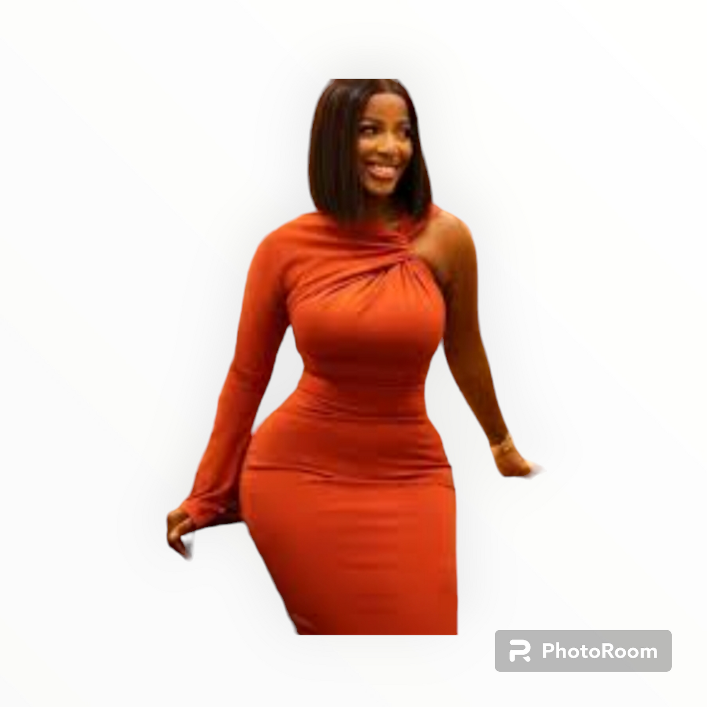 Plus size one shoulder midi dress