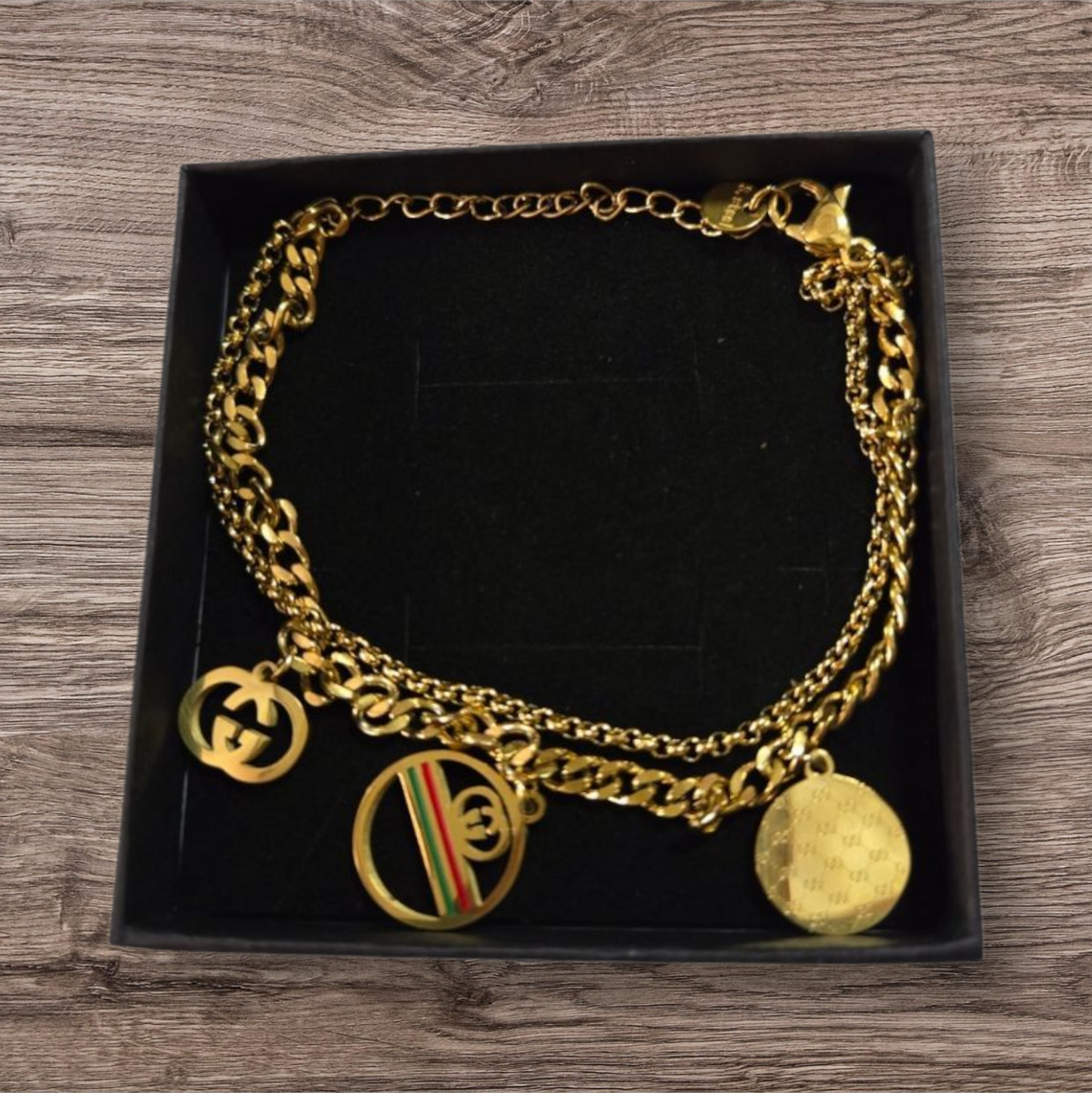 Gucci inspired double chain Bracelet