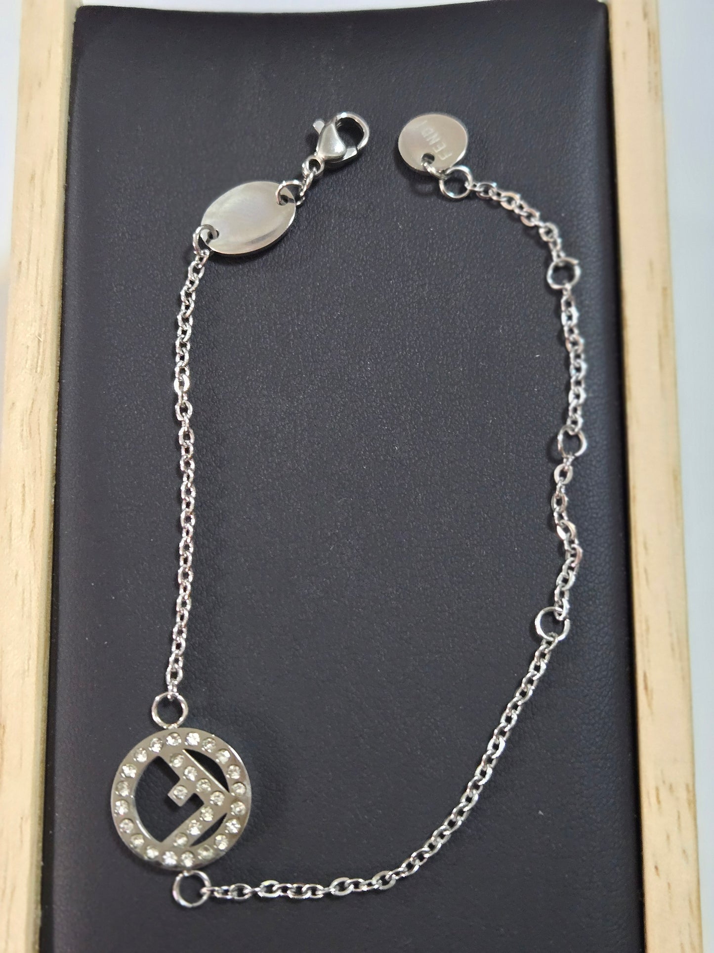 Fendi inspired silver bracelet