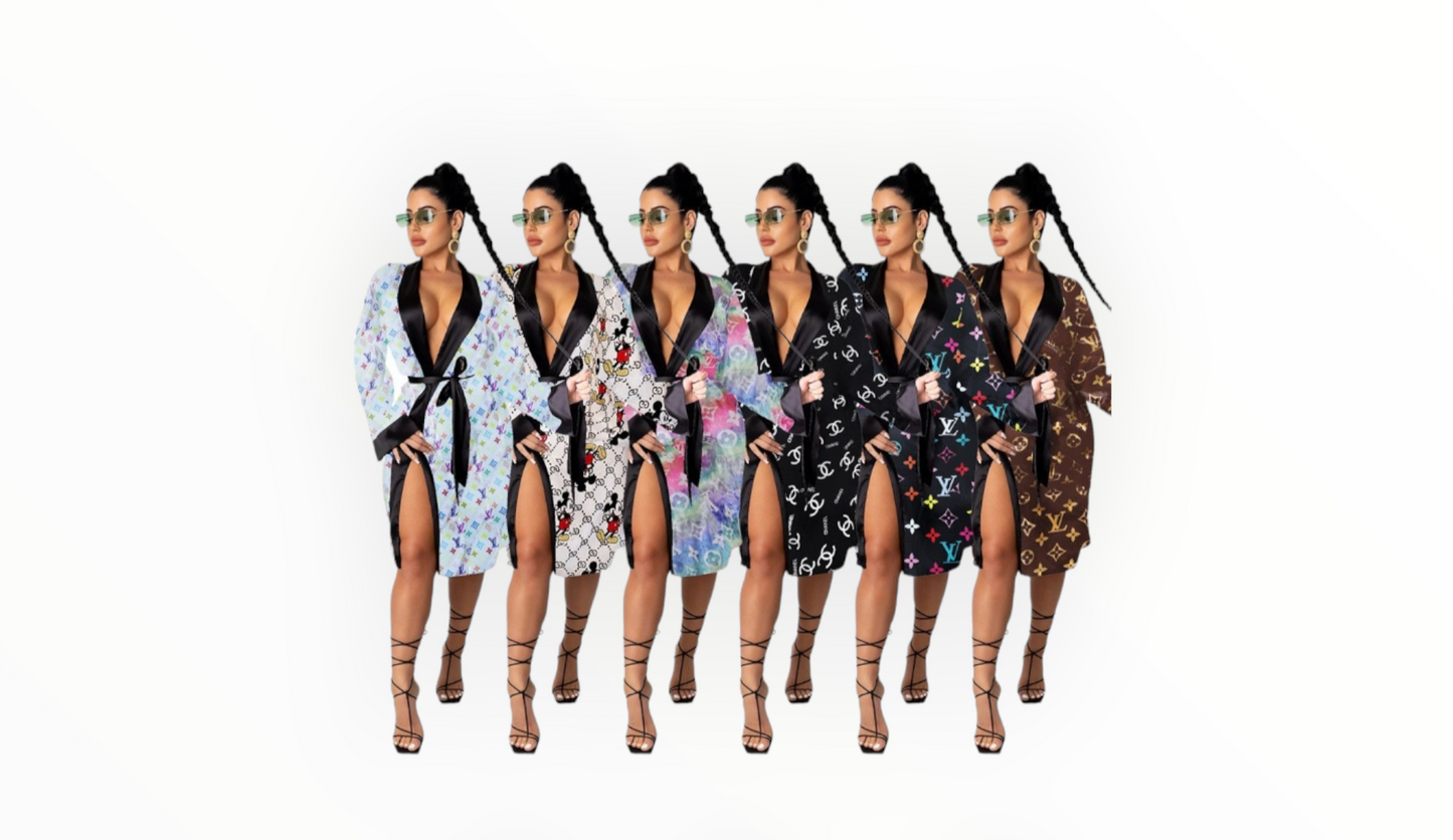 Chanel inspired robe and bonnet set