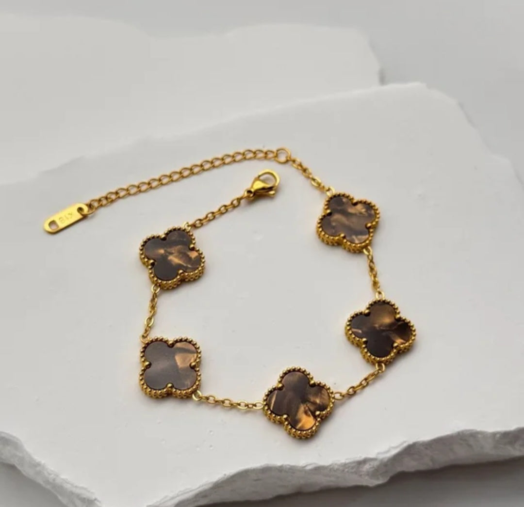 Van Cleef inspired Gold   Clover Bracelet 15mm Collection