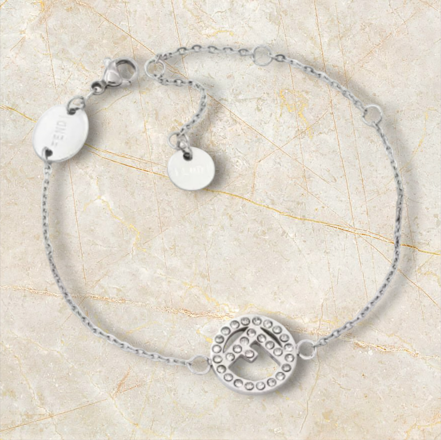 Fendi inspired silver bracelet