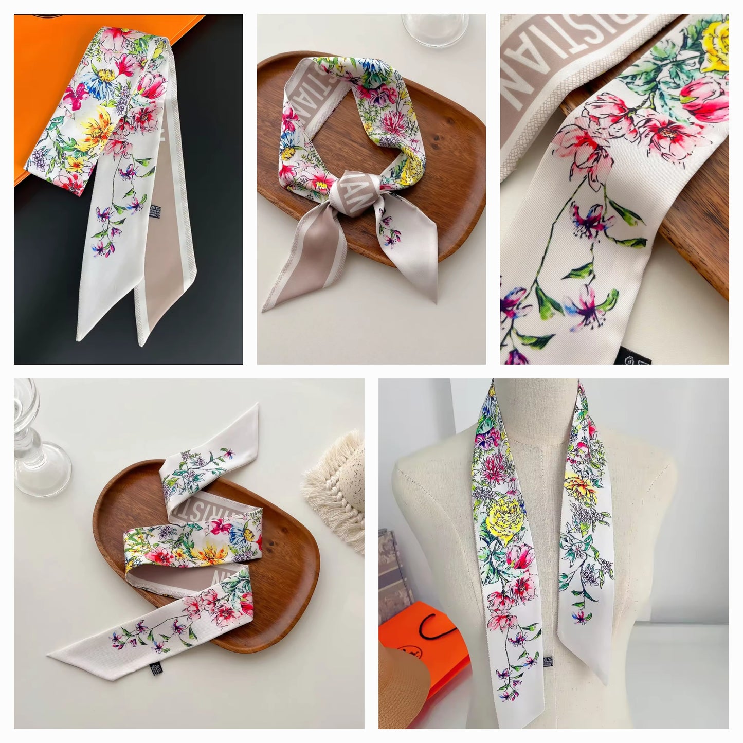 Christian Dior Ribbon Twill Scarves