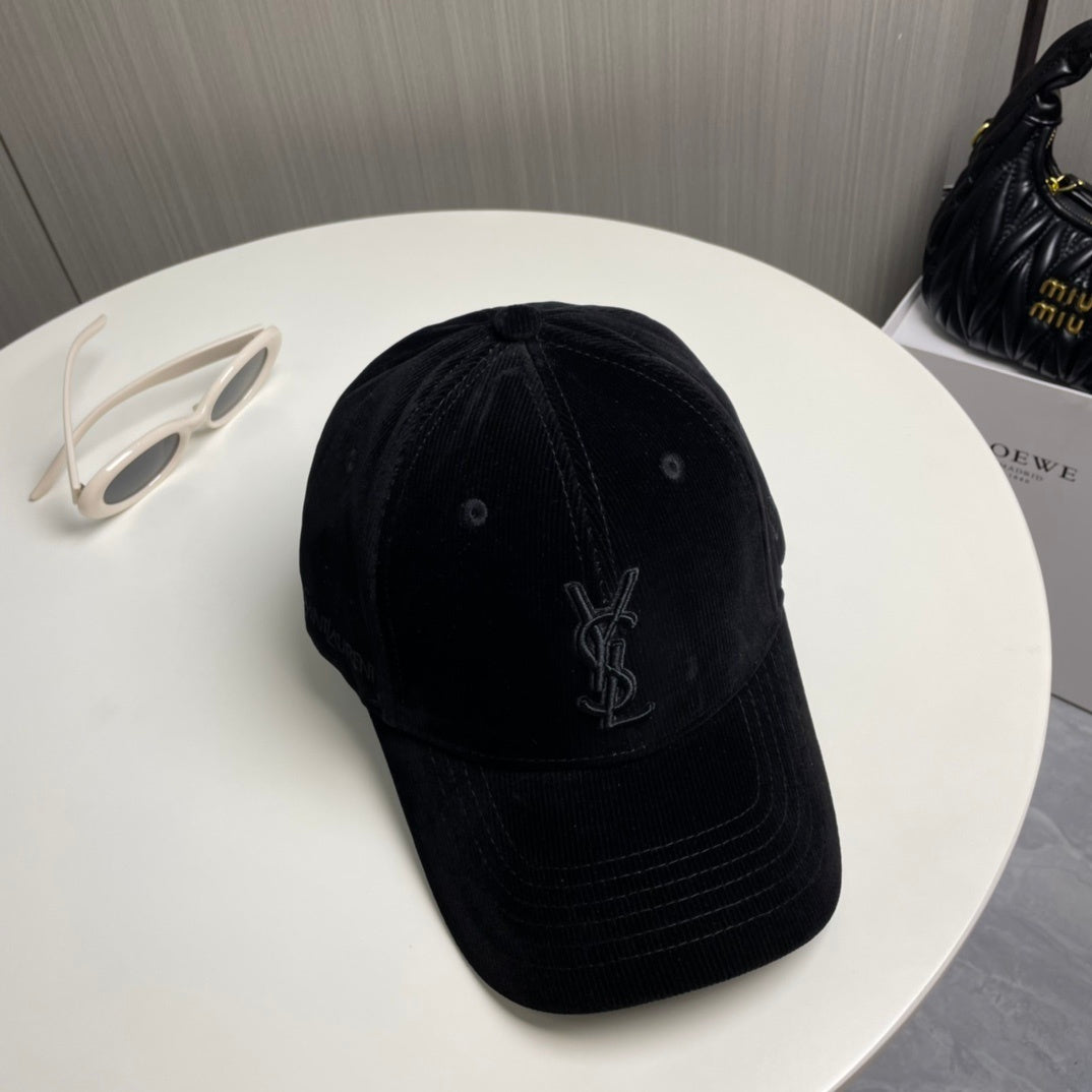 YSL Designer Inspired Corduroy Baseball Cap