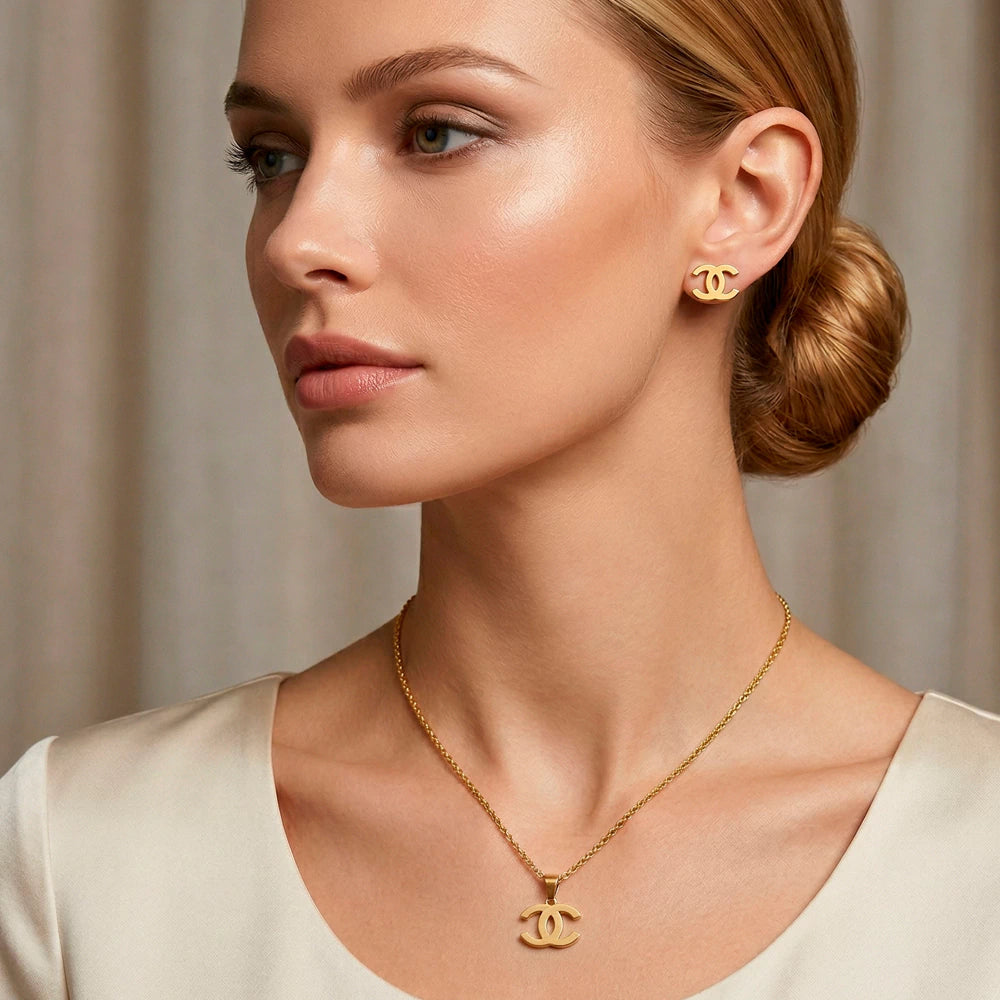 Chanel inspired Necklace and earing