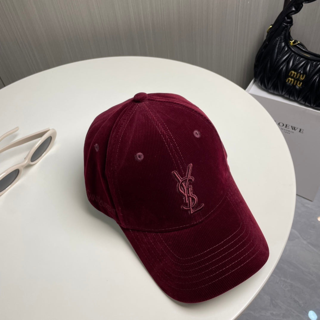 YSL Designer Inspired Corduroy Baseball Cap