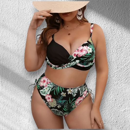 PLUS SIZE 2PC TROPICAL BIKINI SET