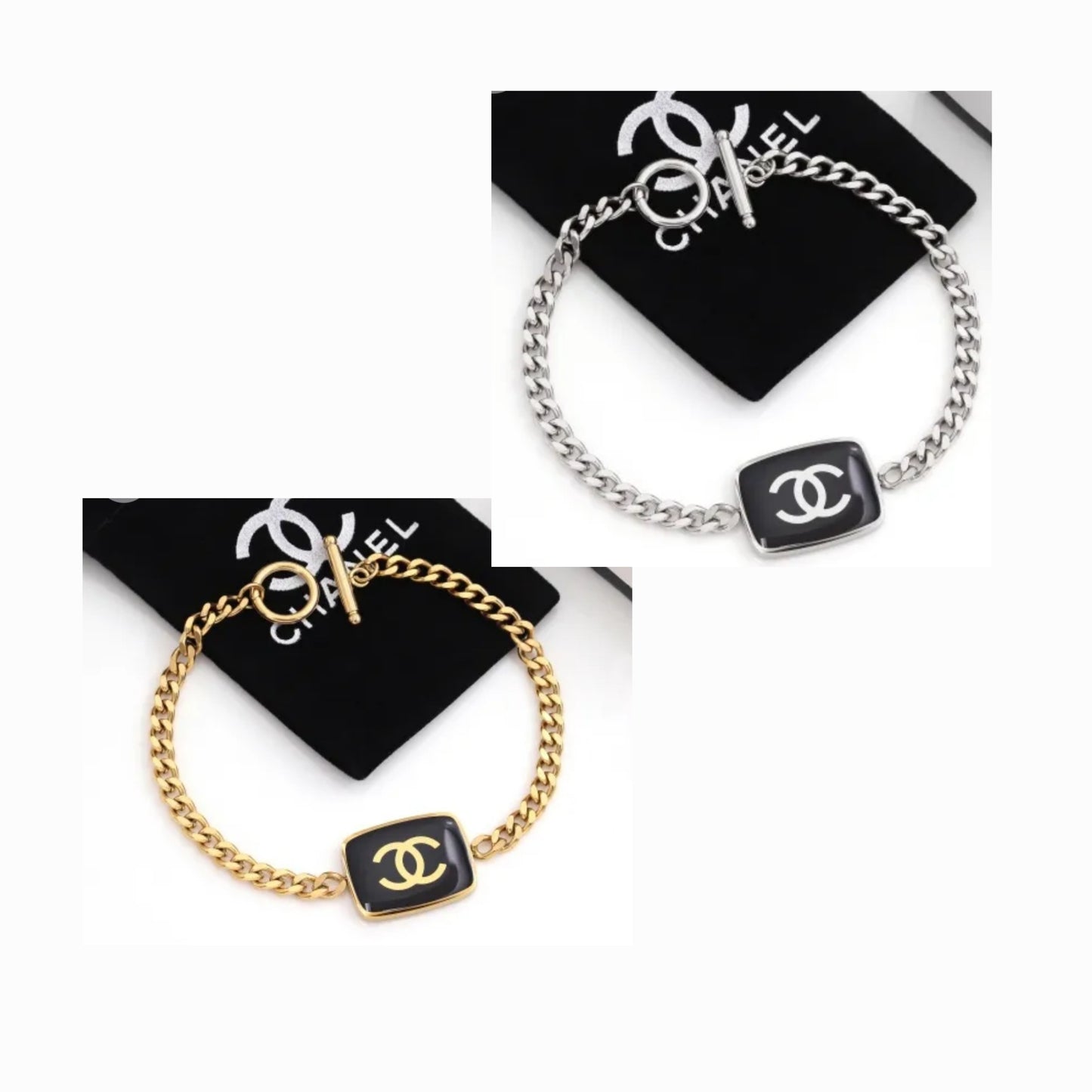 Chanel inspired cuban bracelet