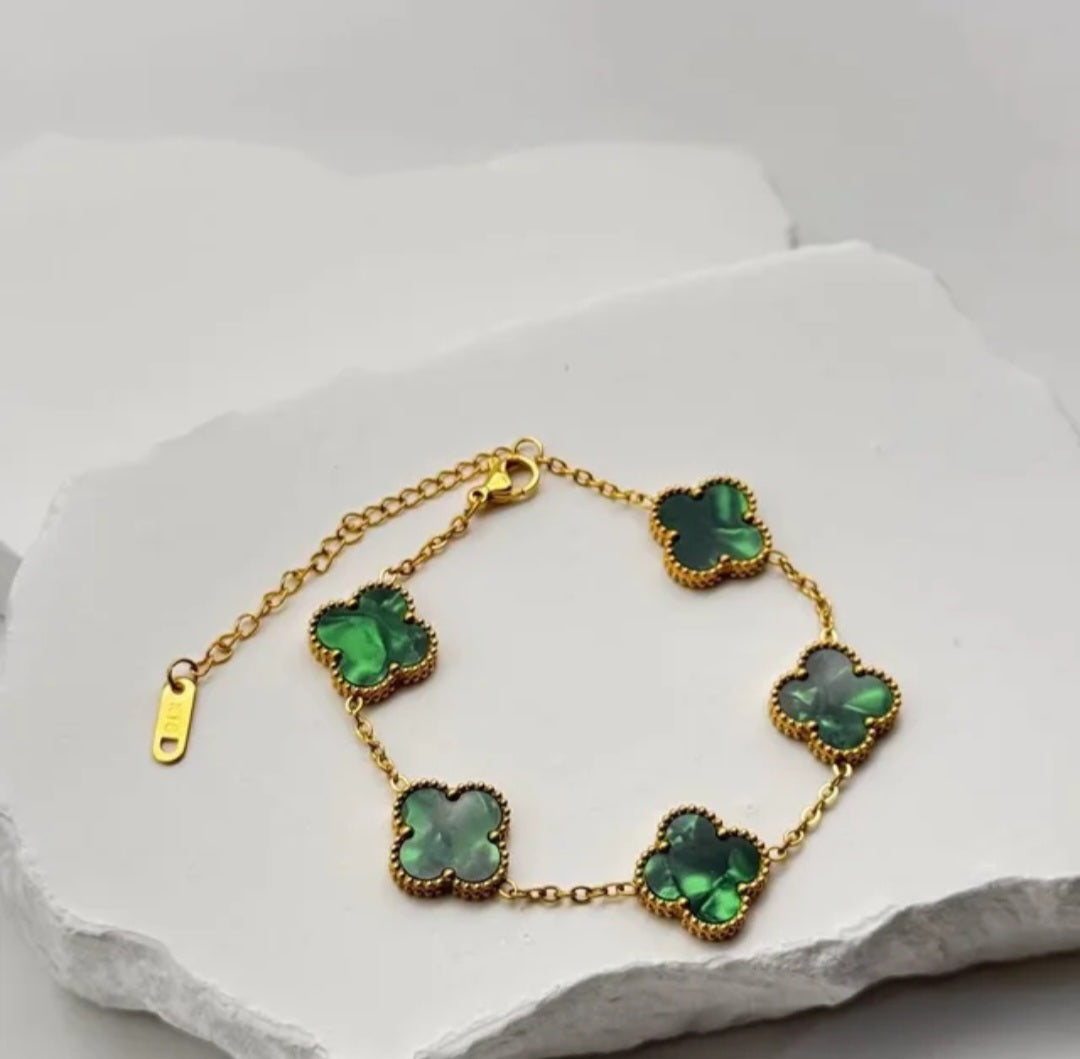 Van Cleef inspired Gold   Clover Bracelet 15mm Collection