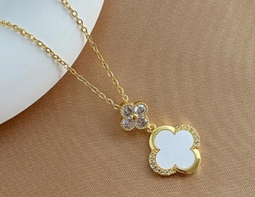 Van Cleef Designer Inspired  Zirconia Leaf Clover Necklaces