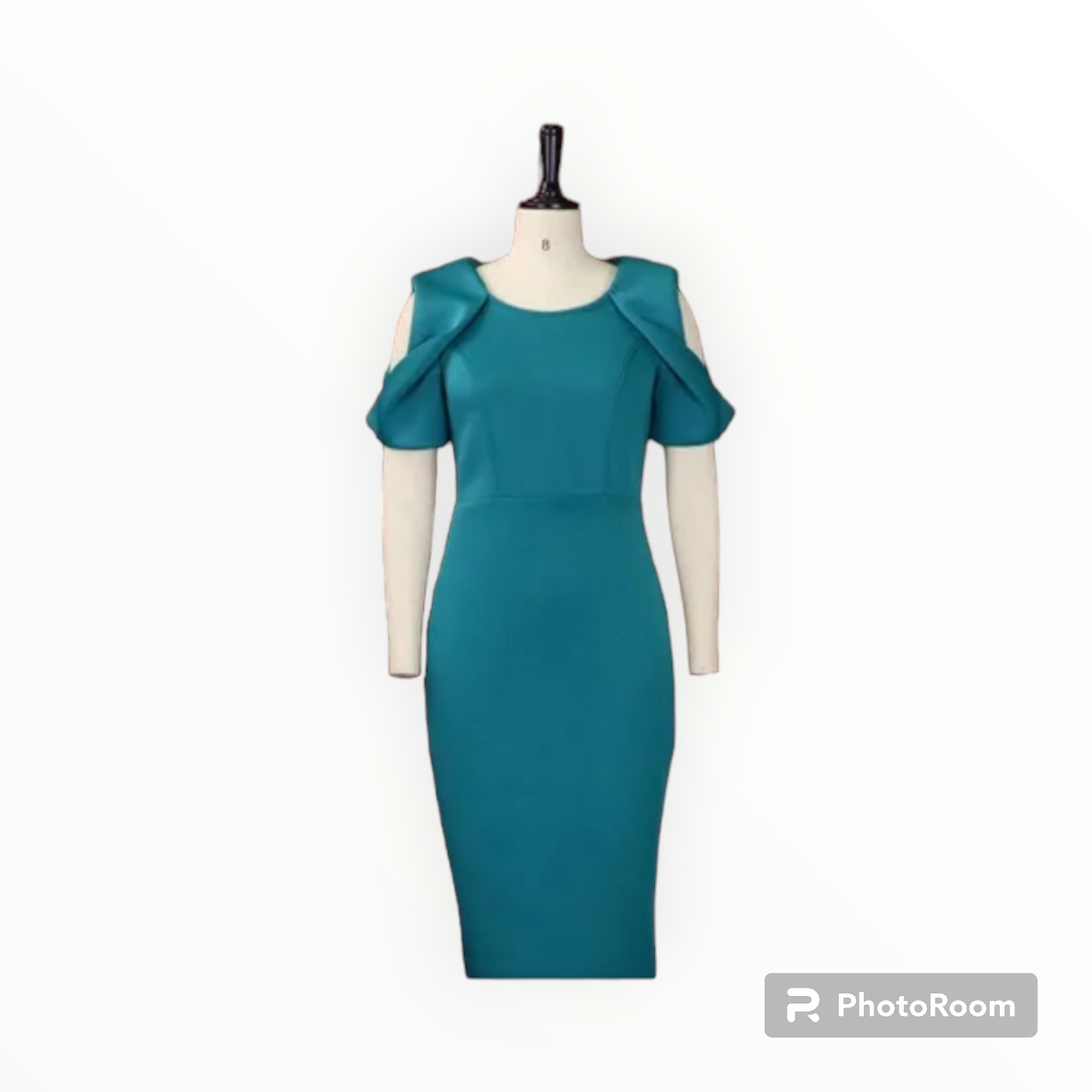 Plus size hollow sleeves midi Scuba dress