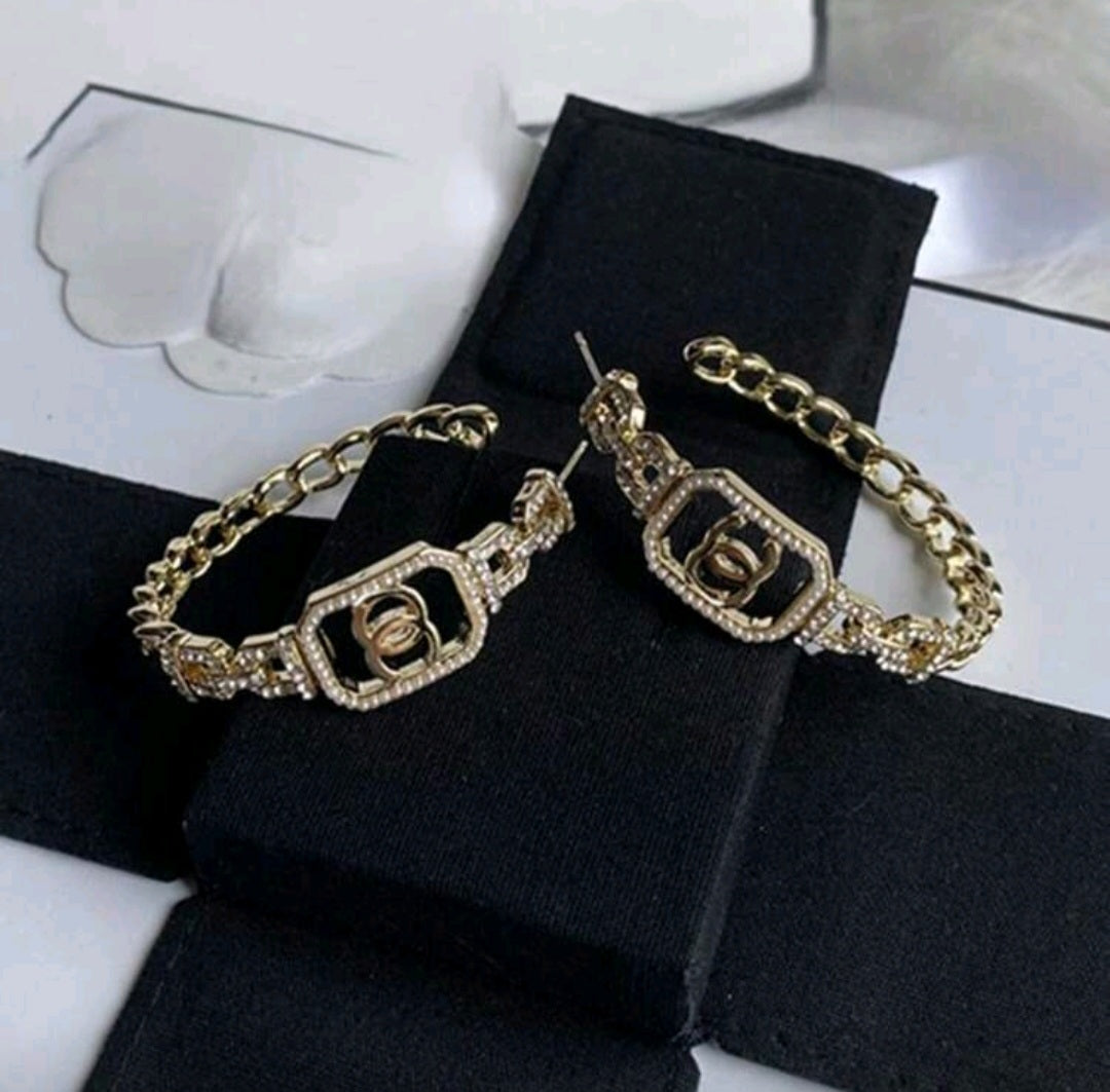 Chanel inspired Hoop Earrings