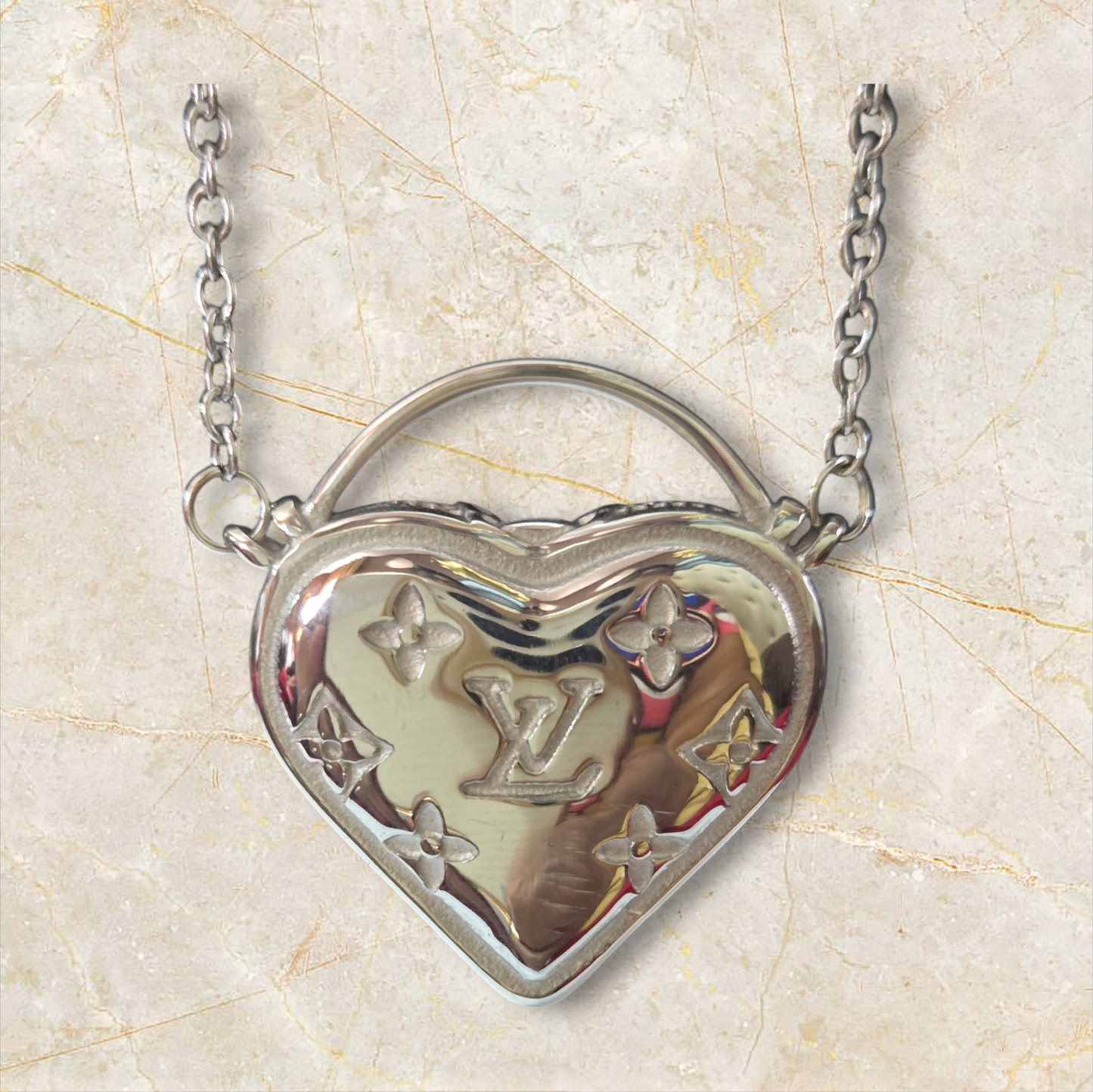 LV INSPIRED Heart NECKLACE