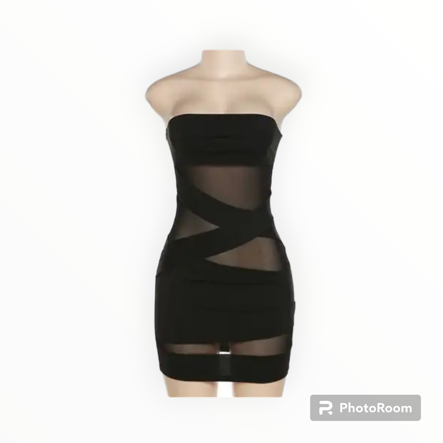 Women cross strap mesh dress