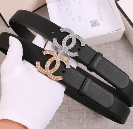 CC Inspired Rhinestones Leather Belt