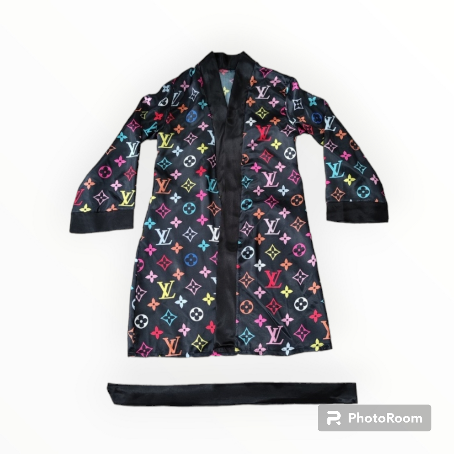 LV inspired Robe and Bonnet set