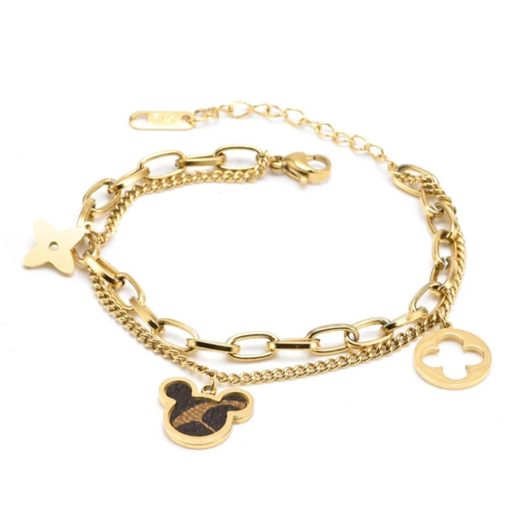 LV inspired Mickey Mouse head  bracelet
