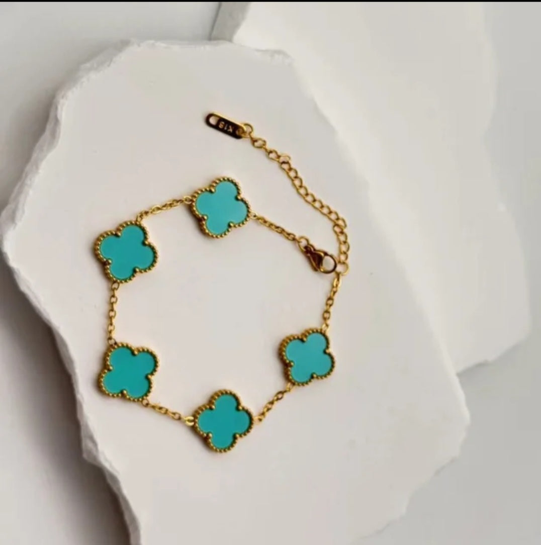 Van Cleef inspired Gold   Clover Bracelet 15mm Collection