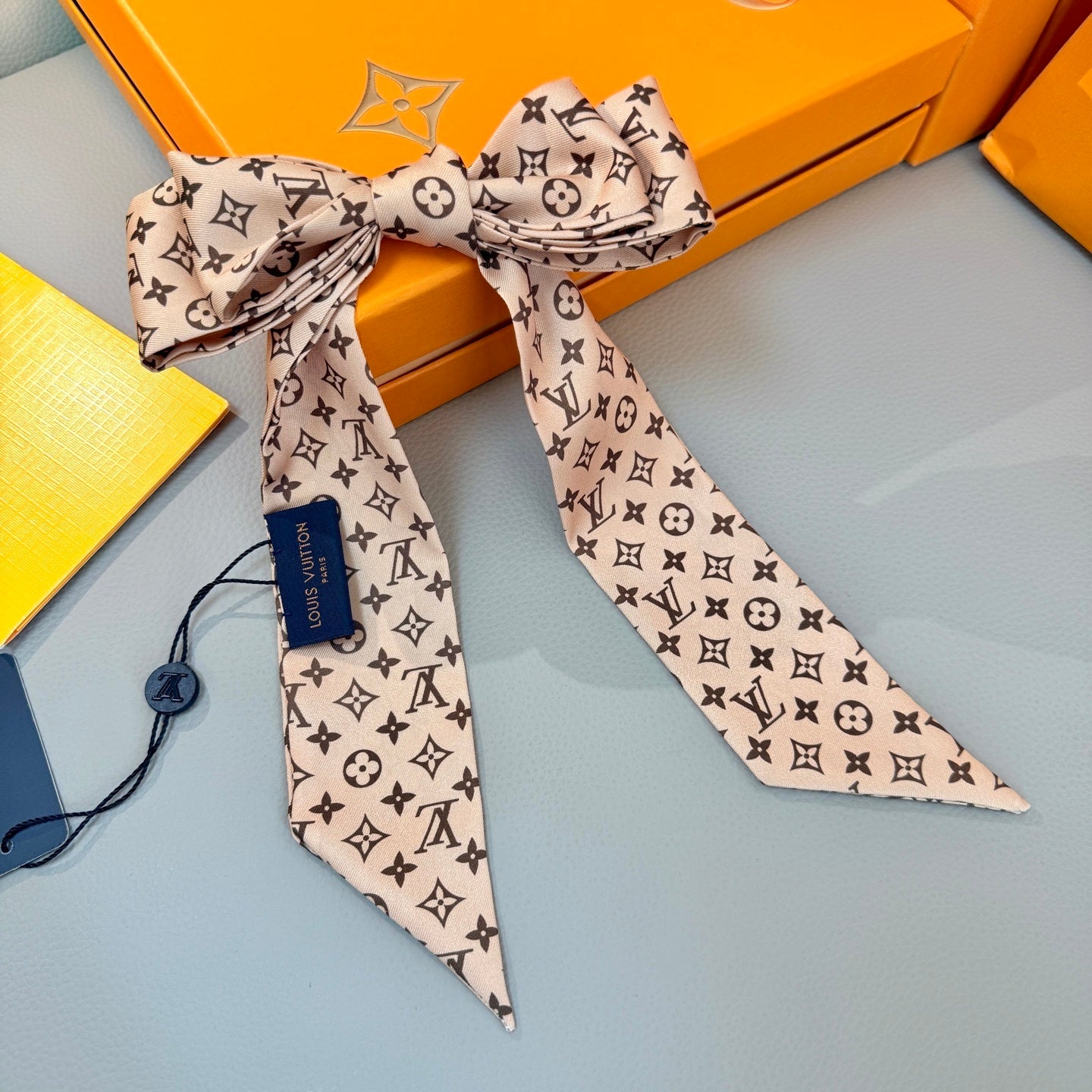LV Designer Inspired Twill Ribbon Scarves