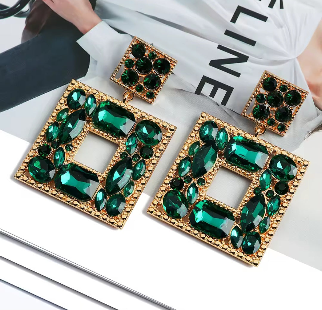 Square Rhinestones Earrings