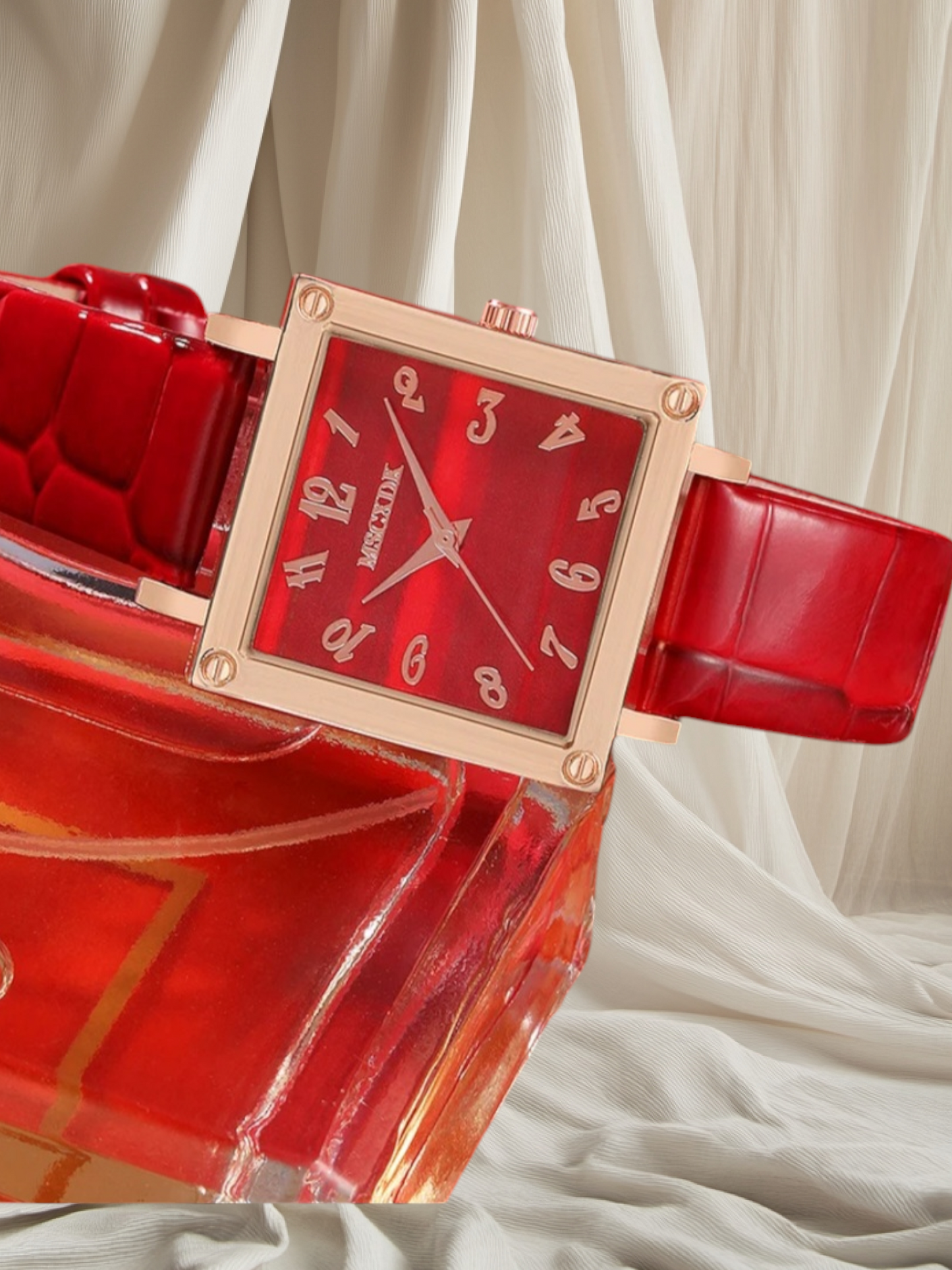 Women Red Quartz Watch