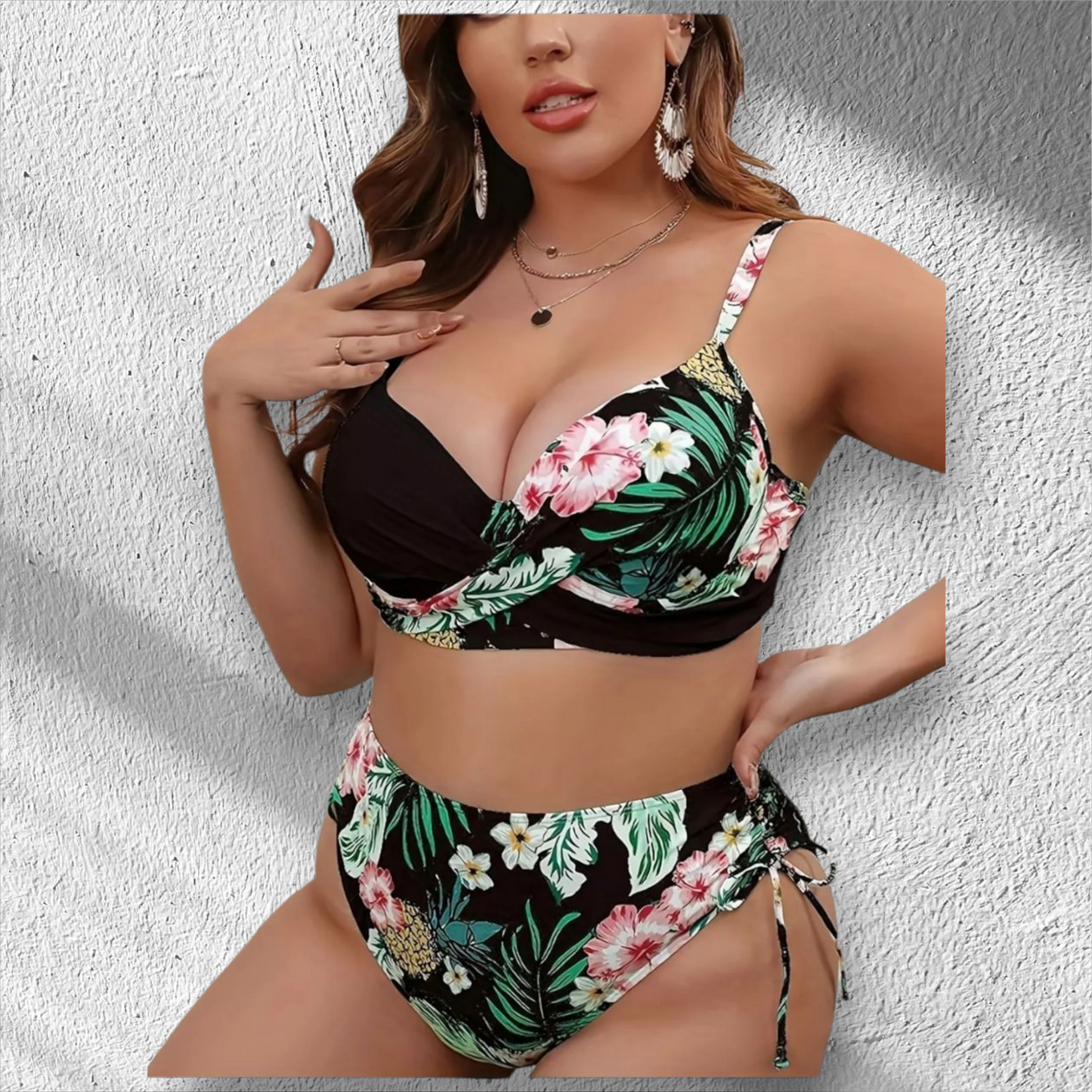 PLUS SIZE 2PC TROPICAL BIKINI SET