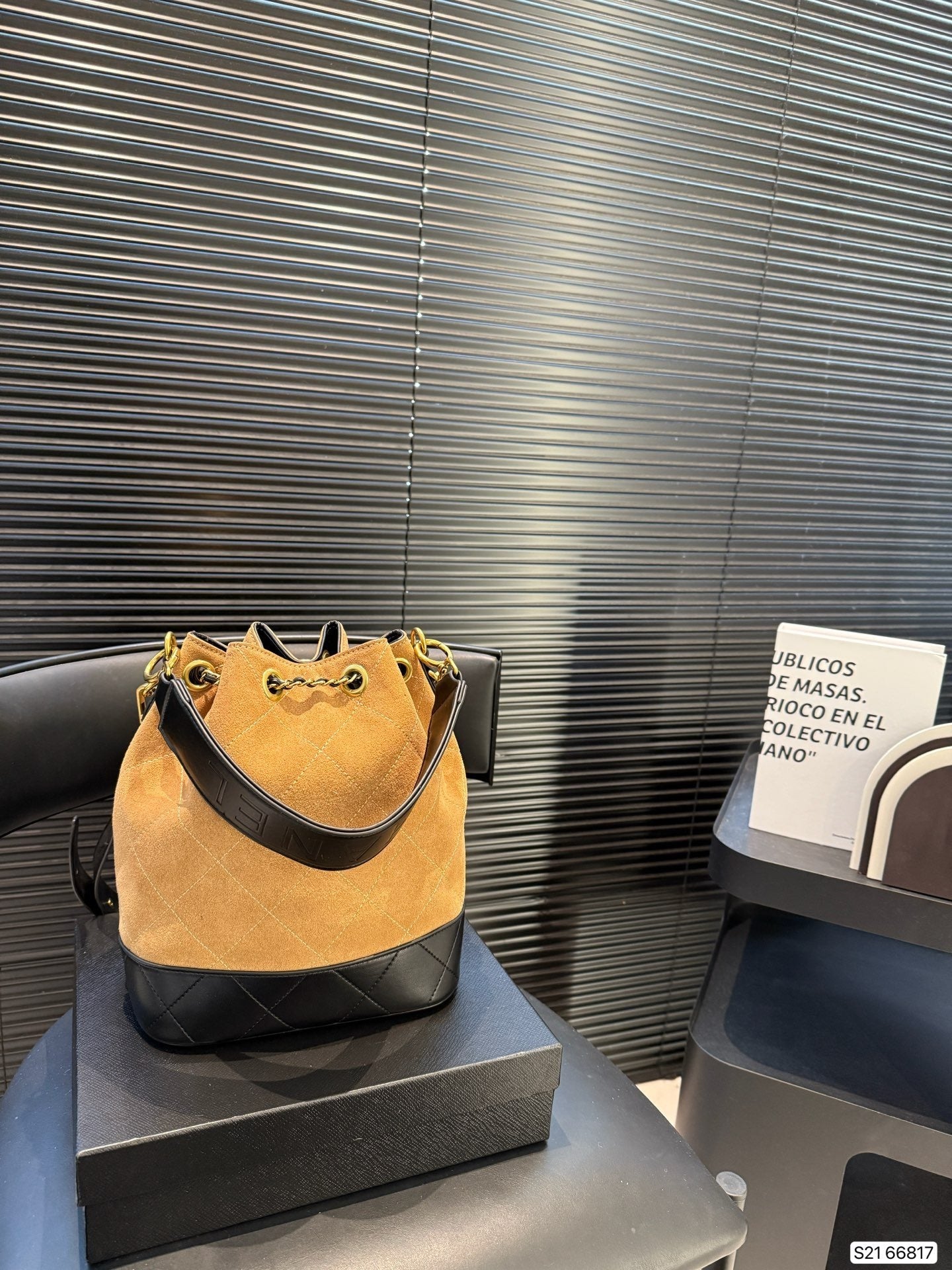 Chanel inspired Suade bucket handbag