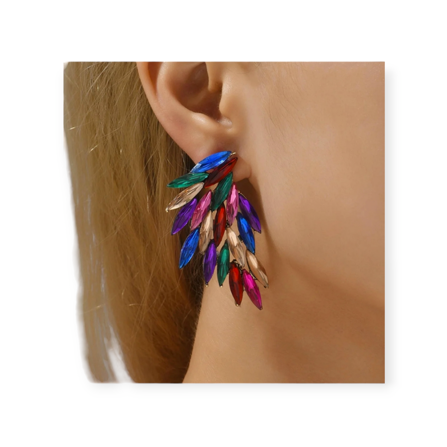 Multi color crystal earrings