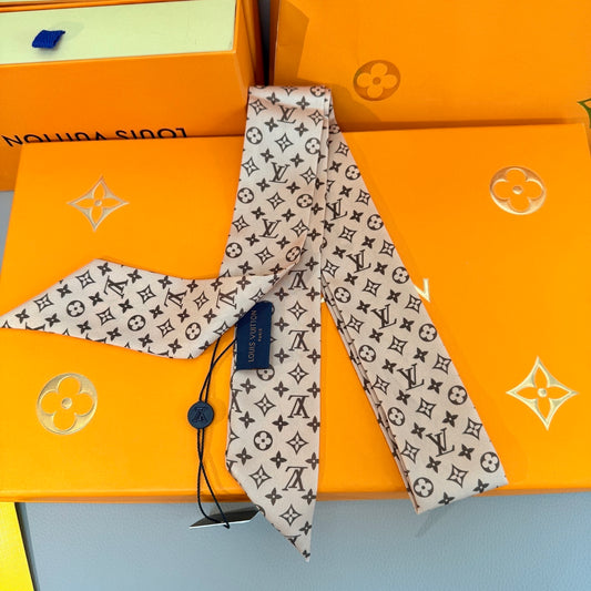 LV Designer Inspired Twill Ribbon Scarves